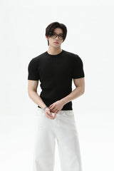 Cable Rib Knit Wool Tee