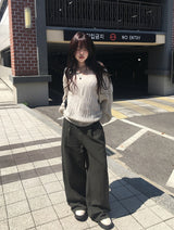 Demon Pintuck Cotton Long Wide Pants