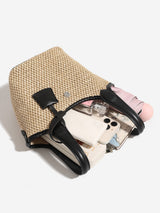 Mini rattan basket shoulder crossbody bag