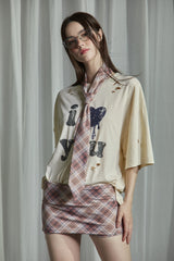CHECK JERSEY SKIRT
