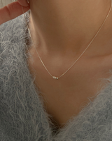 Brush pearl necklace (silver)