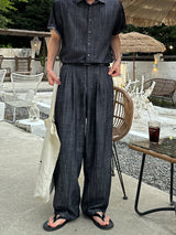 Olin linen indigo half shirts