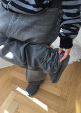 HEM SHIRRING GREY DENIM