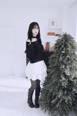 [Muffler SET] オフショルダーボタンストラップニット (3 colors)