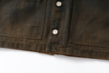 COATED WASHED PEARL SAILING LEOPARD PRINT FLEECE-LINED MICHIGAN JACKET.