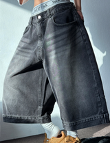 UP SIDE DOWN BACK PATCH CARGO BALLOON DENIM BERMUDA 🩵🖤2COLOR