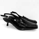 ブラックエナメルセミスクエアギークシックスリングバッグ (Black)