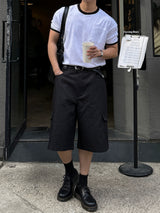 Twos herringbone bermuda pants