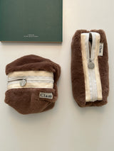 Clam round pencilcase _ Fur Teddy bear