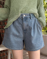 Goen ピンタックデニムショートパンツ