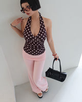 Ribbon Polka Dot Halterneck Sleeveless