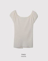 #Rose Off Shoulder Slit Short Sleeve Knit (3color)