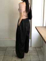[MADE] Kinto string two-way linen wide denim wide jogger pants