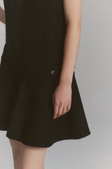 Back Ribbon Tweed Dress Black
