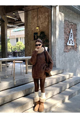 ファー ハイネック グラデーション ウールニット パンツ セットアップ