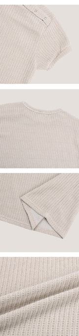 [S/S] ダブルショルダーボタンハーフニット(4color)