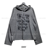 ディングワッフルボクシーフード長袖Tシャツ