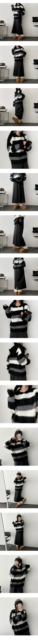 Blver wool back slit long skirt