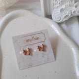 プチデイリーリボンピアス - Rosegold Color