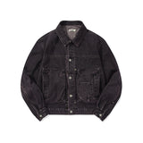 Bleach dyeing trucker jacket / Vintage purple
