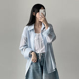 Sling サマーストライプルーズフィットシャツ