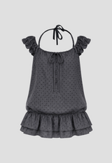 Dew Dot Ruffle Halter Top