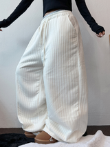 STRIPE PADDING QUILTING LONG PANTS 🖤🤍2COLOR