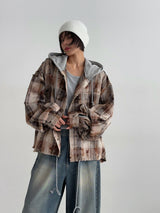 3 TAP Grunge Check Hood Jumper (2color)