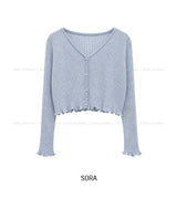 Summer Punching Ruffle Crop Cardigan