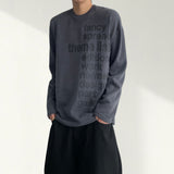 St レタリング ルーズフィット ニット ロングスリーブ Tシャツ