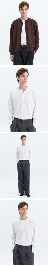 ヘンリーネック長袖Tシャツ_ホワイト