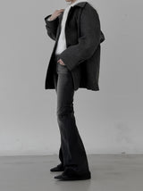 Belted washed bootcut black denim