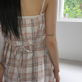 Haso chiffon layered checkered sleeveless dress