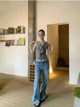 Gray Stripe Strap Sleeveless T-shirt