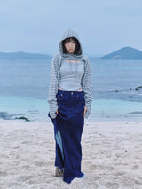 SLIT MAXI DENIM SKIRT (DEEP BLUE)