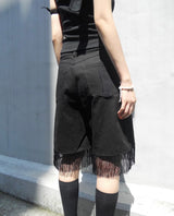 STUD TASSEL HALF PANTS (BLACK)