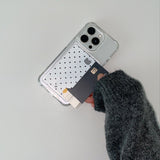 [MADE] DOTTY KITTY PHONE CASE WHITE (clear pocket)