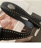 American Retro Silver Leather Belt