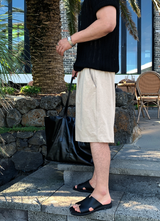 [ LOOKPLE x LEBELMENT ] クールピンタックリネンワイドショーツ