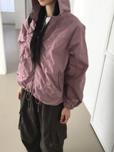 [MADE] Pained metal shirring balloon hood windbreaker two-way zip-up
