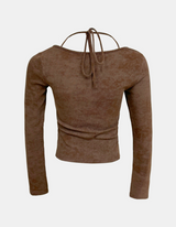 Greek Button Halter-neck T-Shirt