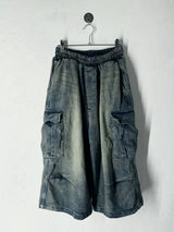 Salt washing cargo bermuda denim pants 3C