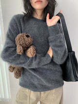 [High-Quality Line] カシミヤウール ソフトプルオーバー長袖ニットウェア