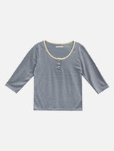 Dot Star Henley Neck 3/4 Sleeve T-Shirt (3c)