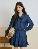 Naive Tie Set Denim Shirt Deep-denim