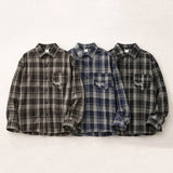 Pulse embroidered tartan checkered shirt (3 colors)