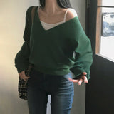 [Bellide made] コンマ、ディープVネックニット