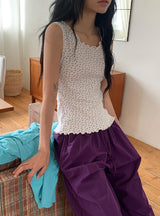 Uta Wavy Flower Punching Layered Sleeveless