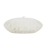 VARZAR Cursive Logo Wool Beret / Ivory