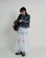 Gamants coloring gradation fringe long-sleeve cropped wool knitwear